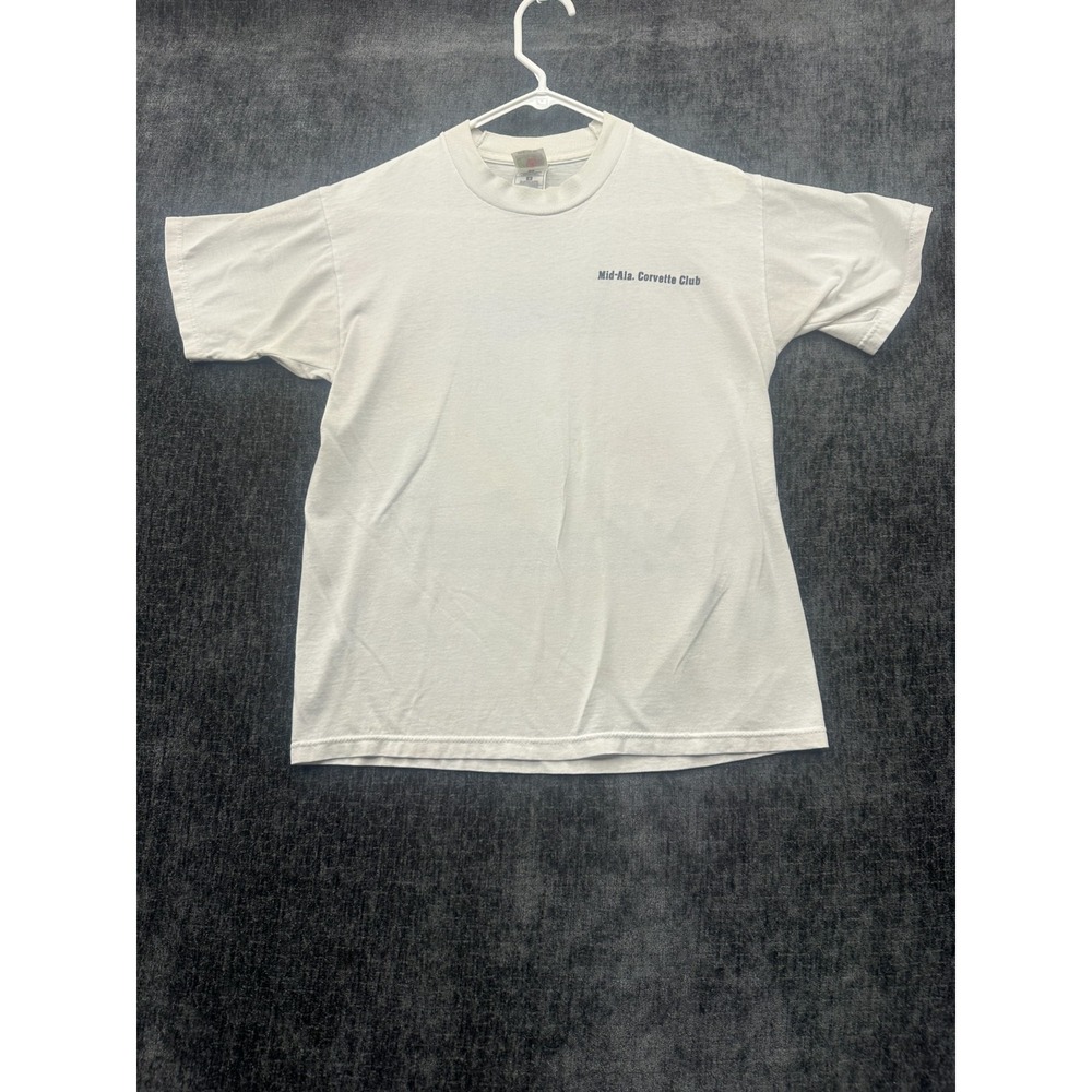 Vintage Fruit Of The Loom T Shirt Mens Medium White Mid-Alabama Corvette Club - Picture 1 of 14